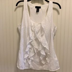 Cute clip dot ruffle front blouse